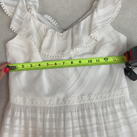 1-3519 Antonio Melani white Kaden ruffled lined sleeveless dress size 4 NWT - Picture 5 of 9